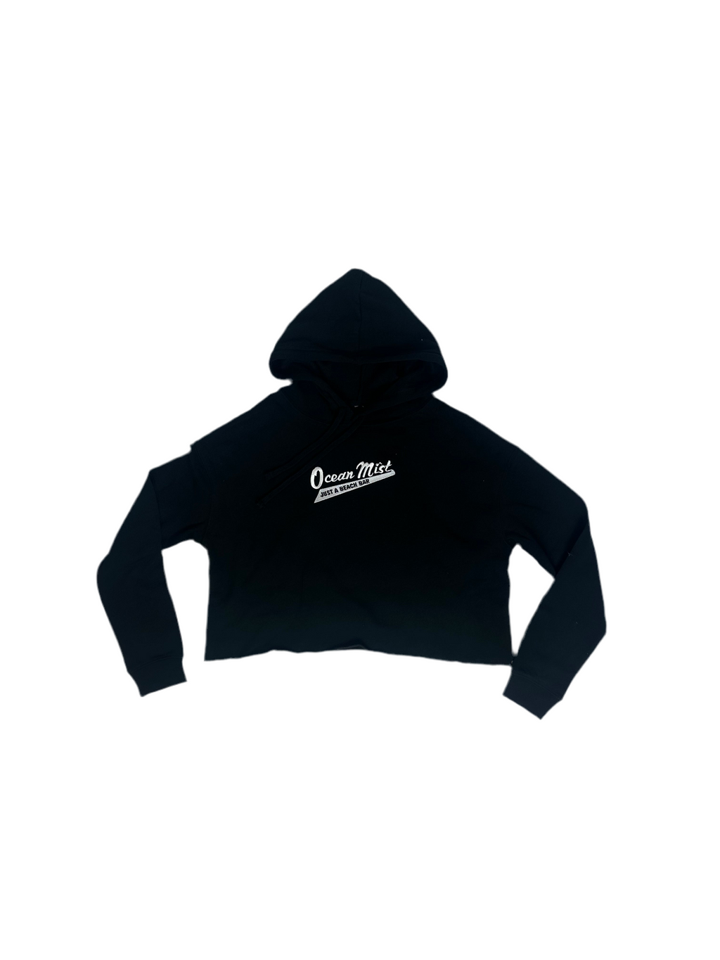 Embroidered Ladies Crop Hoodie - BLACK