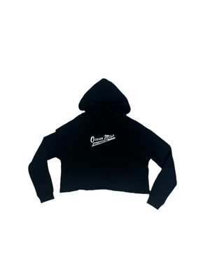 Embroidered Ladies Crop Hoodie - BLACK