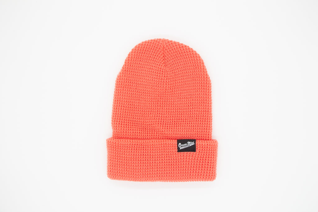 Waffle Knit Beanie - CORAL